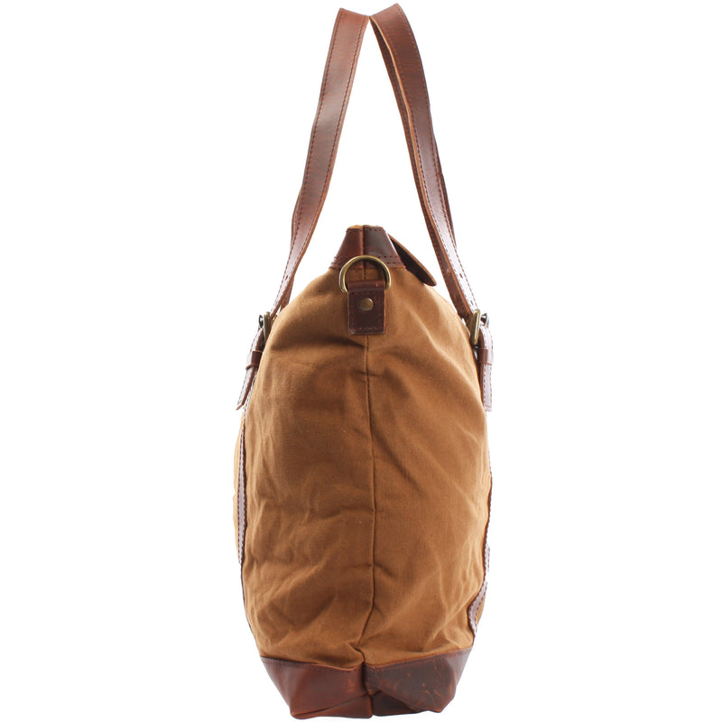 Leconi Weekender Reisetasche Shopper Damen Herren Leder Canvas cognac LE2013 Im Verkauf