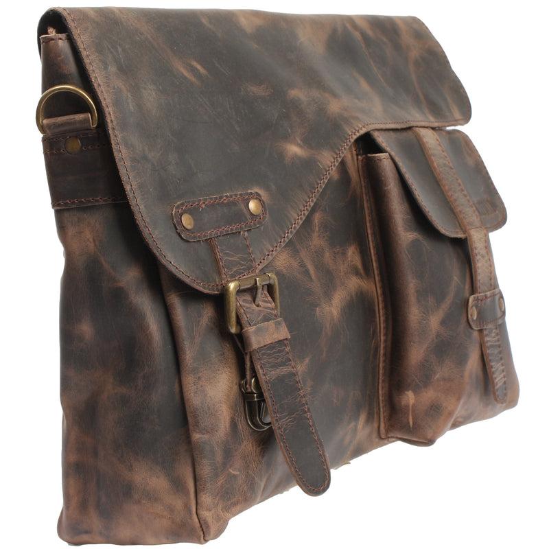 Leconi Messenger Bag Collegetasche DIN A4 Kuriertasche Leder schlamm LE3032 50% Rabatt für begrenzte Zeit