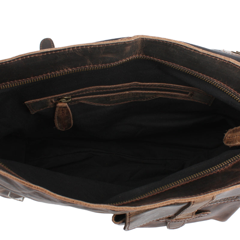Leconi Messenger Bag Collegetasche DIN A4 Kuriertasche Leder schlamm LE3032 50% Rabatt für begrenzte Zeit