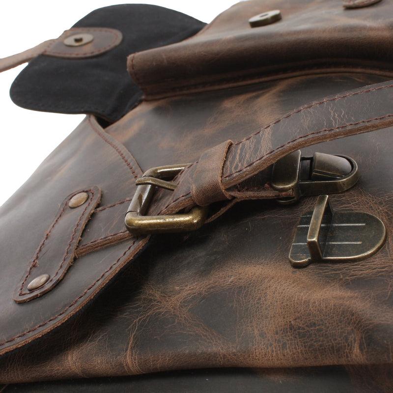 Leconi Messenger Bag Collegetasche DIN A4 Kuriertasche Leder schlamm LE3032 50% Rabatt für begrenzte Zeit