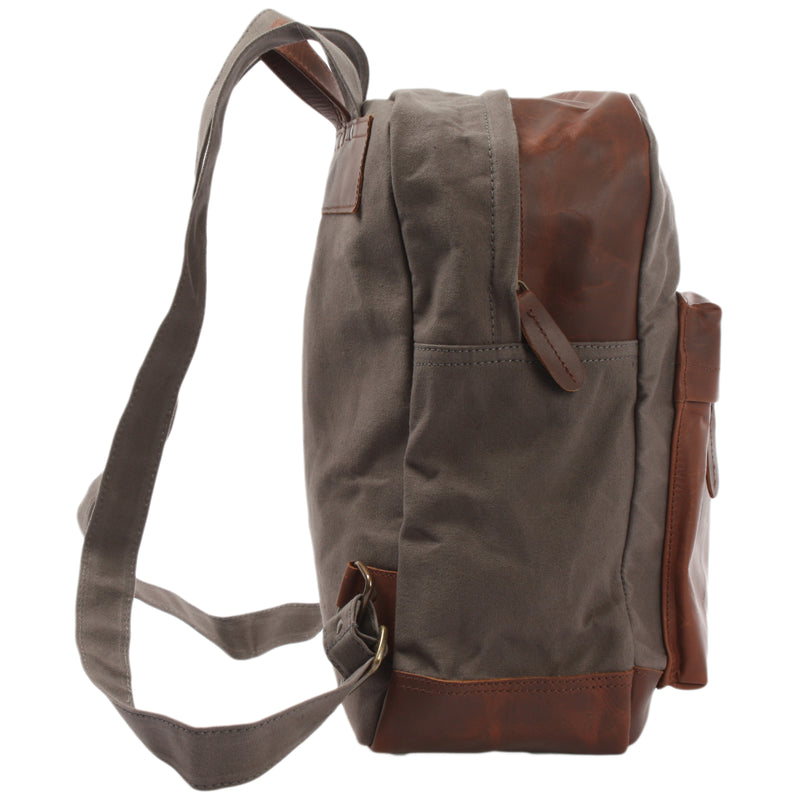 Leconi Lederrucksack Freizeitrucksack Rucksack Leder Canvas grau LE1015 2025
