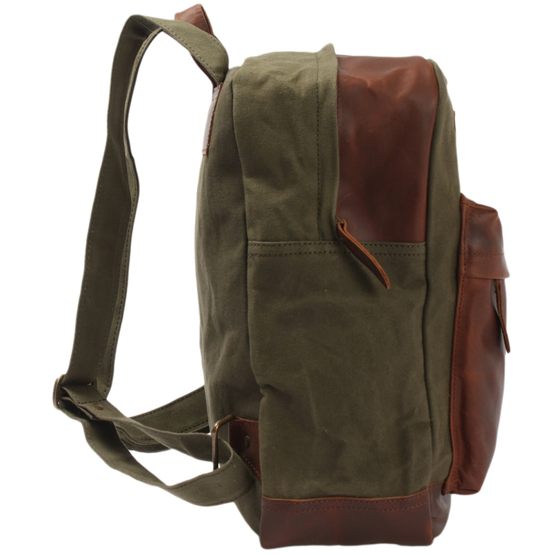 Leconi Freizeitrucksack Lederrucksack Sportrucksack Leder Canvas grün LE1015 Online