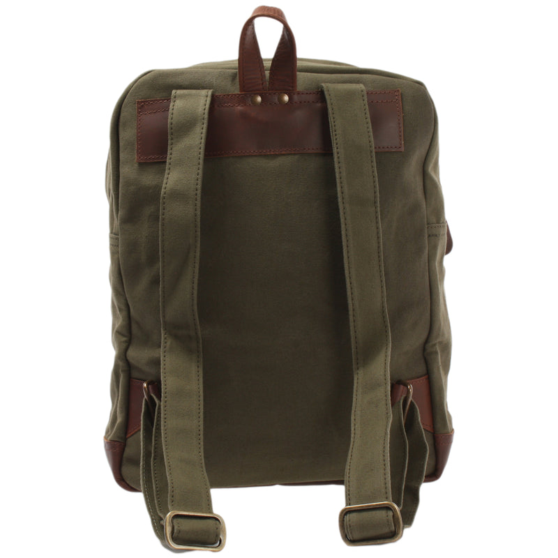 Leconi Freizeitrucksack Lederrucksack Sportrucksack Leder Canvas grün LE1015 Online