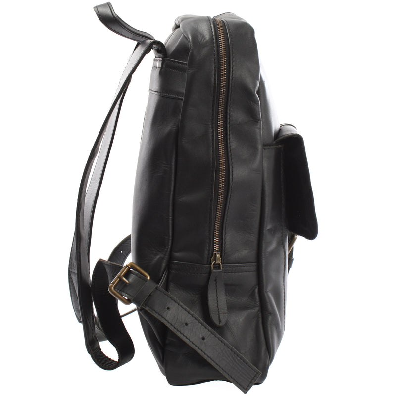 Leconi Rucksack Lederrucksack Freizeitrucksack Damen Herren Leder schwarz LE1016 Outlet