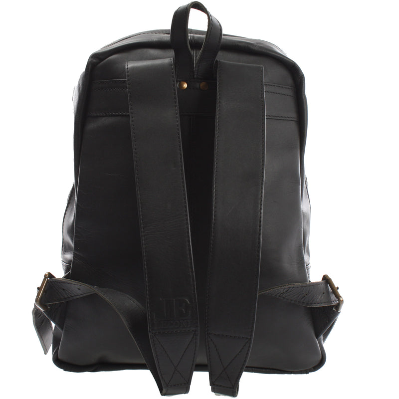 Leconi Rucksack Lederrucksack Freizeitrucksack Damen Herren Leder schwarz LE1016 Outlet
