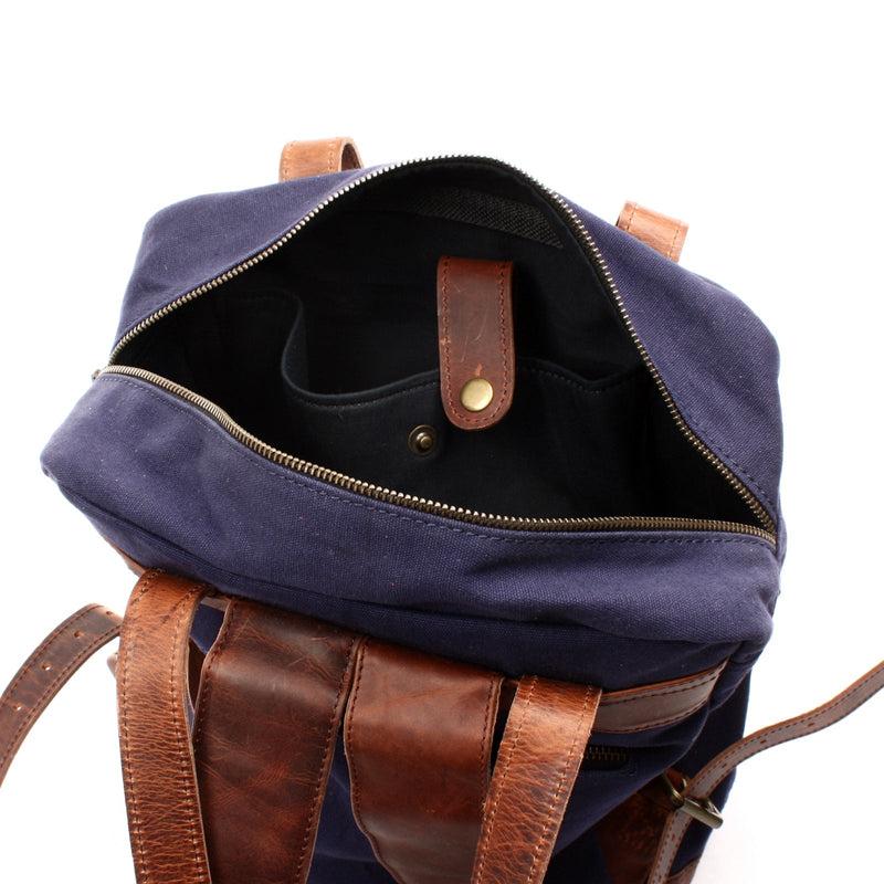 Leconi Canvasrucksack Freizeitrucksack Damen Herren DIN A4 Canvas navy LE1019 Auslauf