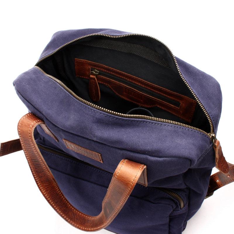 Leconi Canvasrucksack Freizeitrucksack Damen Herren DIN A4 Canvas navy LE1019 Auslauf
