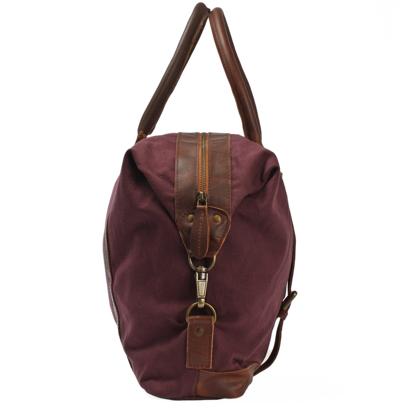 Leconi kleiner Weekender Shopper Damen Herren Leder Canvas bordeaux LE2006 Verkauf