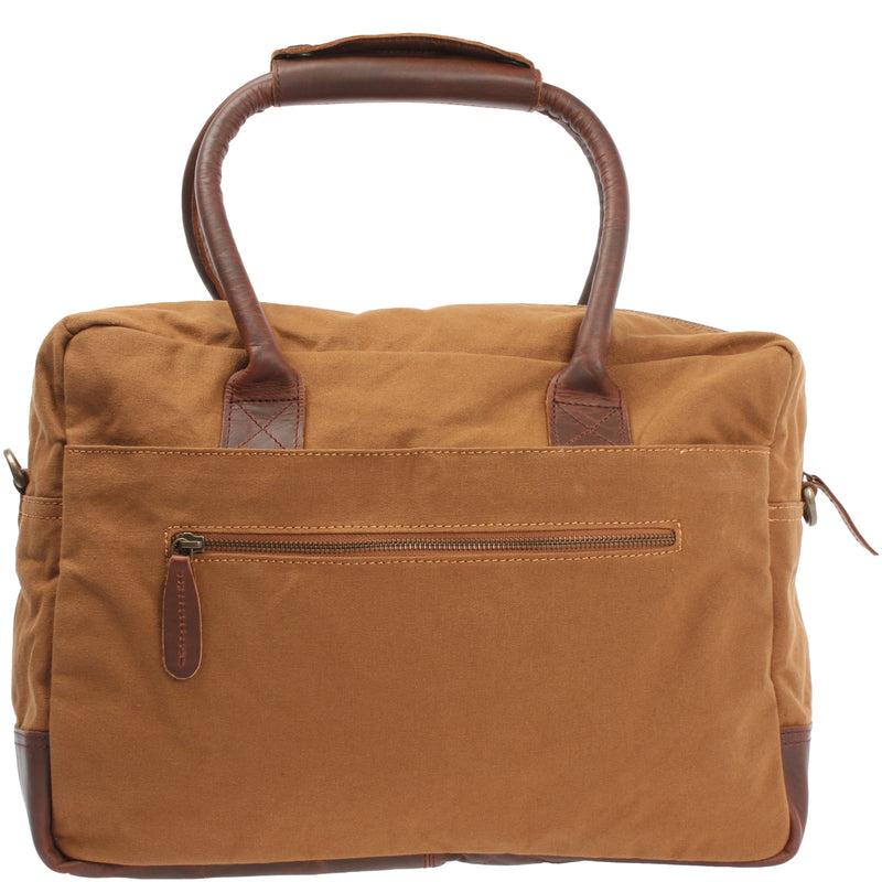 Leconi Handgepäck Arbeitstasche Damen Herren Leder Canvas cognac LE2007 Angebote