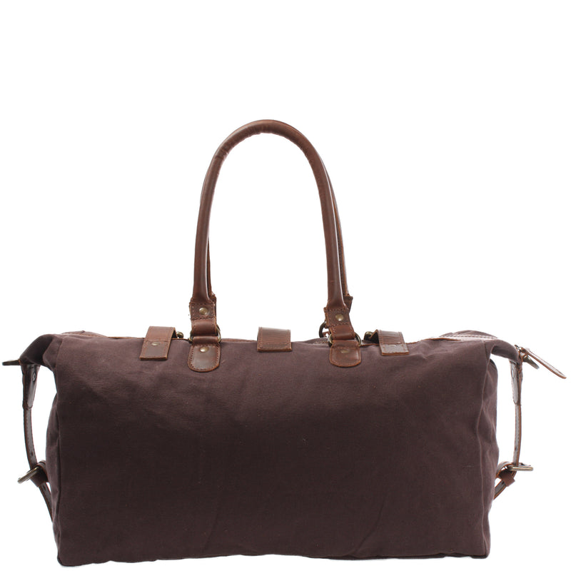 Leconi kleiner Weekender Handgepäck Damen Herren Leder Canvas mokka LE2008 im Angebot