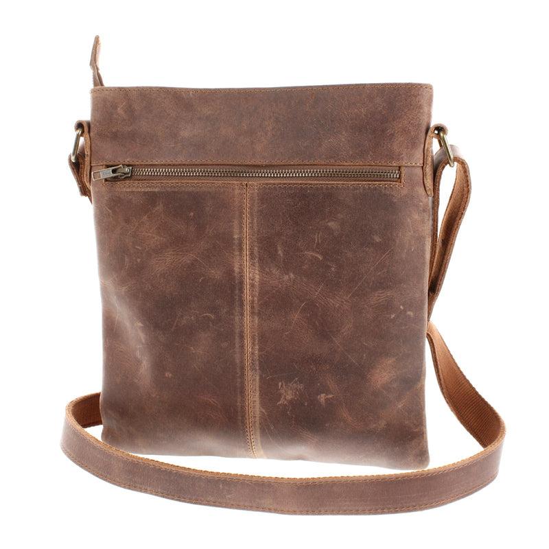 Leconi mittelgroße Umhängetasche Ledertasche Damen Herren Vintage Leder braun LE3036 Günstiger Verkauf