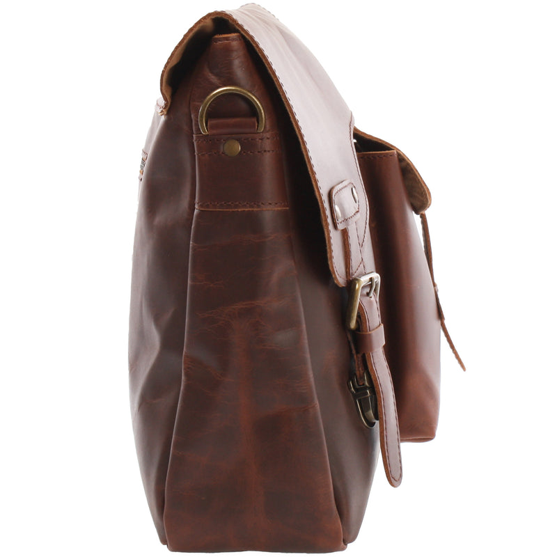 Leconi Messenger Bag Collegetasche DIN A4 Kuriertasche Leder braun LE3032 Meist gekauft