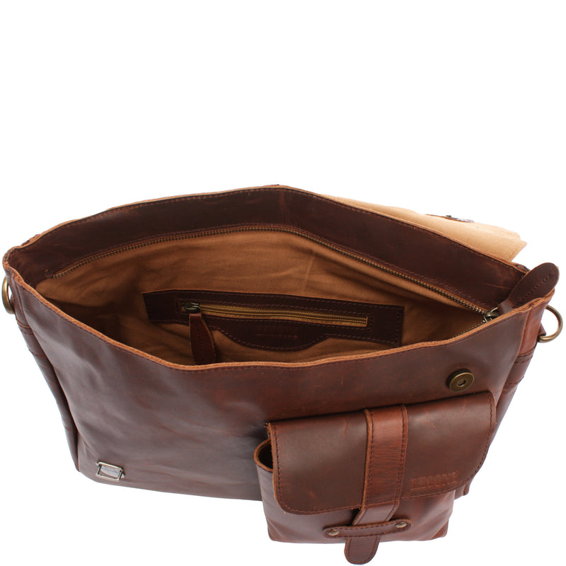 Leconi Messenger Bag Collegetasche DIN A4 Kuriertasche Leder braun LE3032 Meist gekauft
