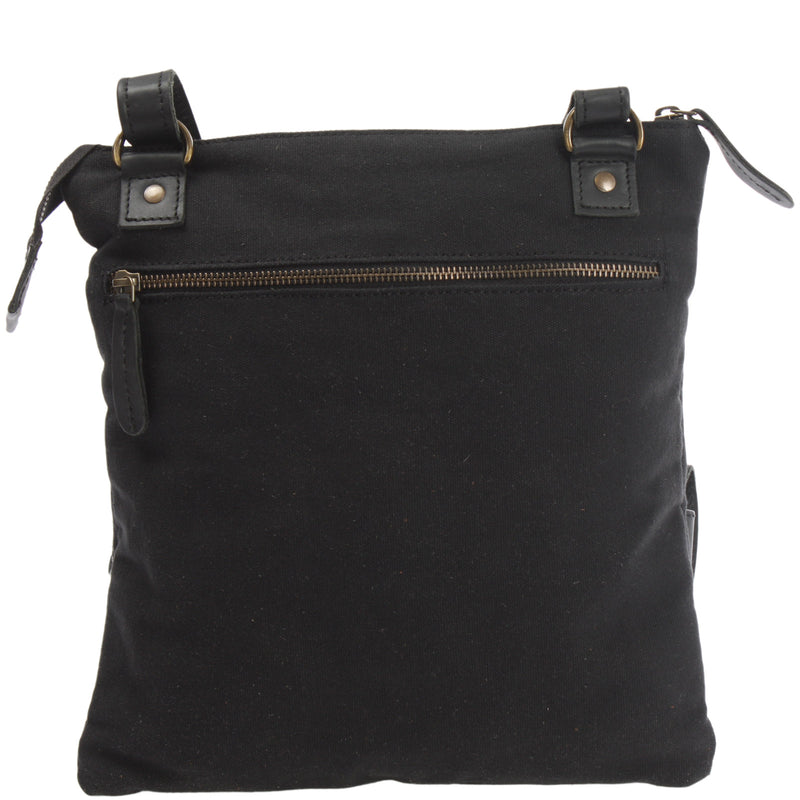 Leconi Umhängetasche Schultertasche Damen Herren Used Look Leder Canvas schwarz LE3011 Limitierter Zeitrabatt