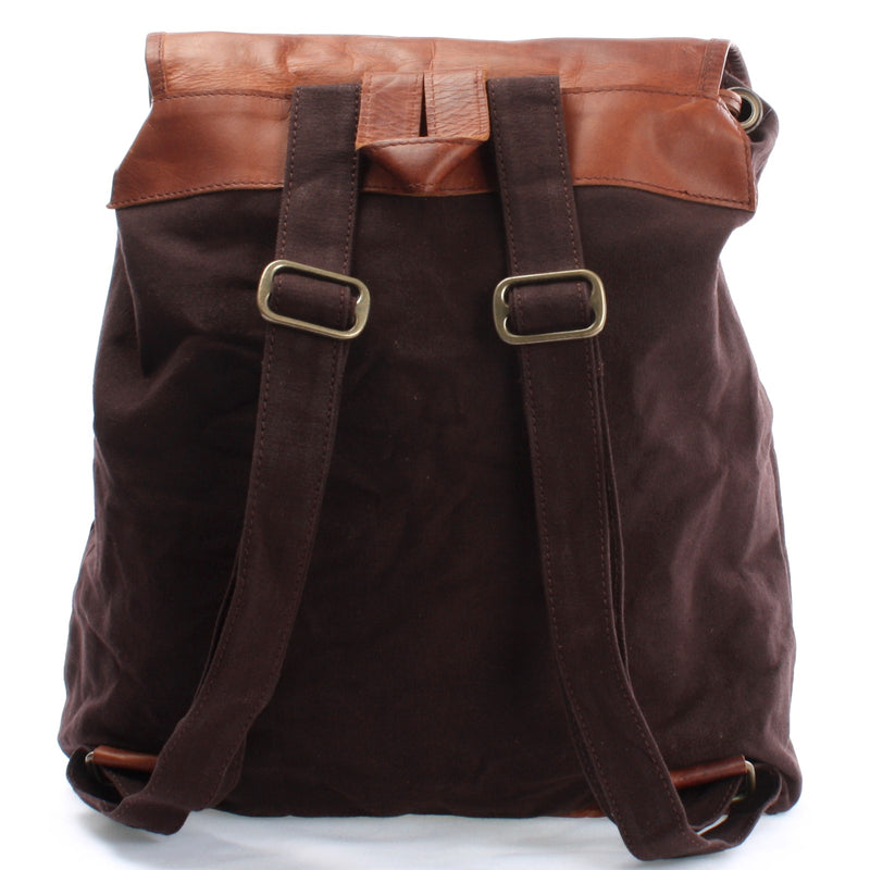Leconi Rucksack Freizeitrucksack Wanderrucksack Leder Canvas mokka LE1010 Fabrik Onlineshop