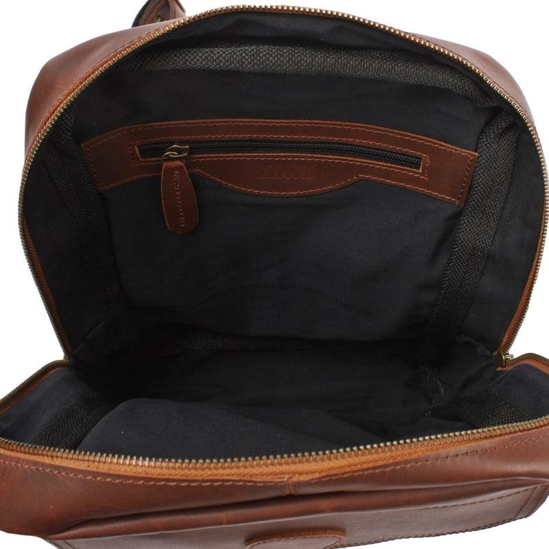 Leconi Freizeitrucksack Crossbag Rucksack Damen Herren Leder Canvas grün LE1012 Fabrikpreis
