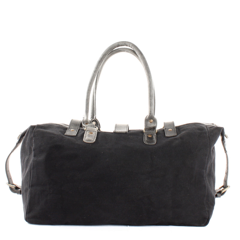 Leconi kleiner Weekender Handgepäck Damen Herren Leder Canvas schwarz LE2008 Rabatt