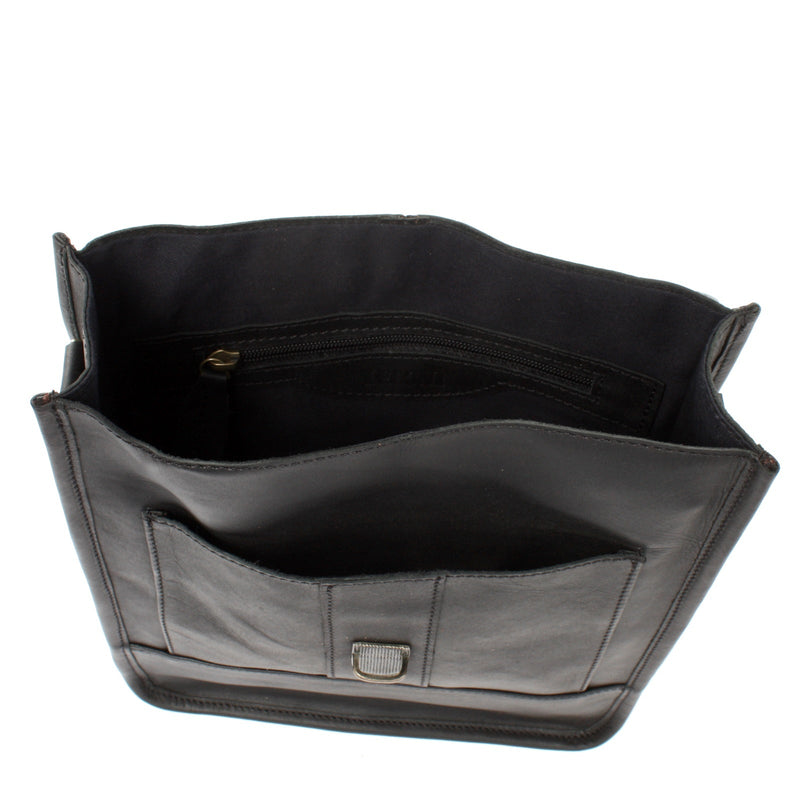 Leconi Umhängetasche Freizeittasche Herren Damen Hochformat Leder schwarz LE3052 Günstig kaufen