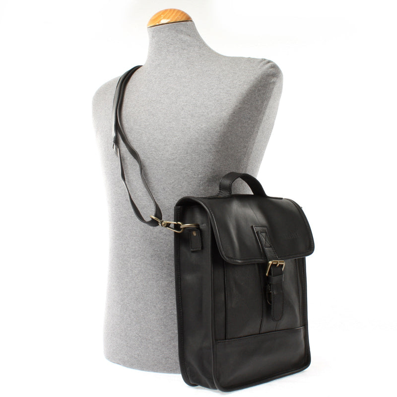 Leconi Umhängetasche Freizeittasche Herren Damen Hochformat Leder schwarz LE3052 Günstig kaufen