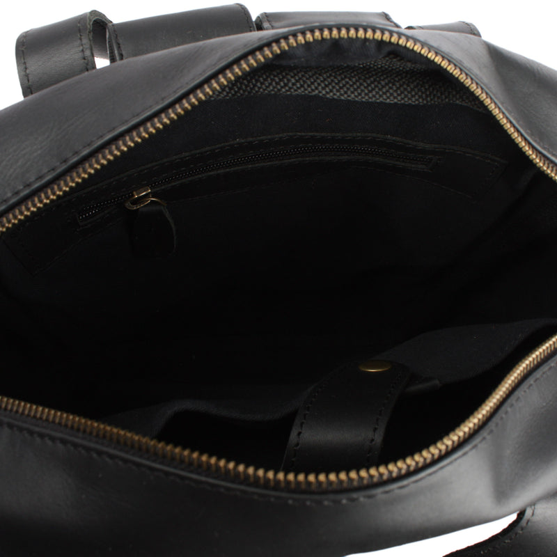 Leconi Lederrucksack Freizeitrucksack Damen Herren DIN A4 Leder schwarz LE1019 Großer Ausverkauf
