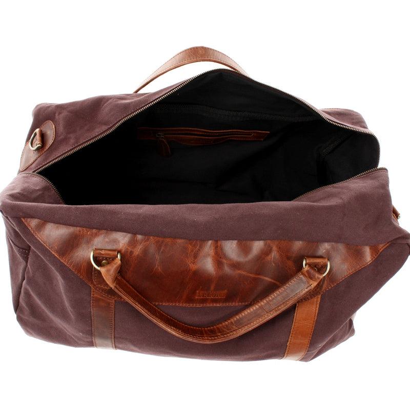 Leconi große Reisetasche Weekender Handgepäck Canvas Leder mokka LE2020 Online Shopping