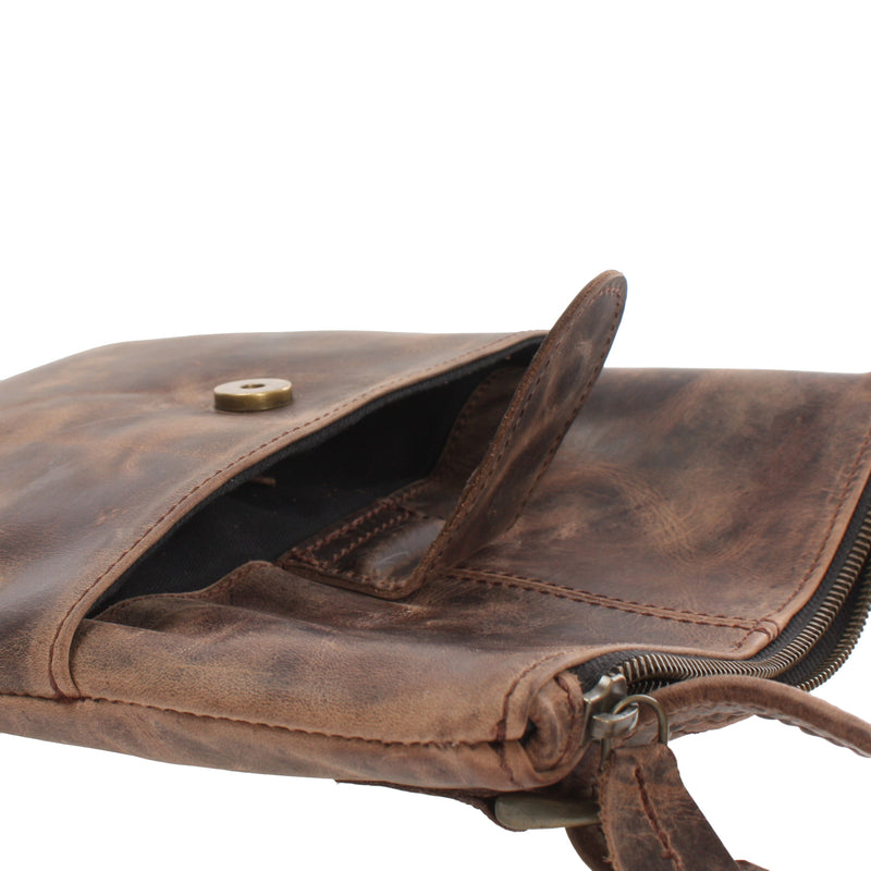 Leconi kleine Umhängetasche Damentasche Herrentasche Ledertasche schlamm LE3060 Preisnachlass