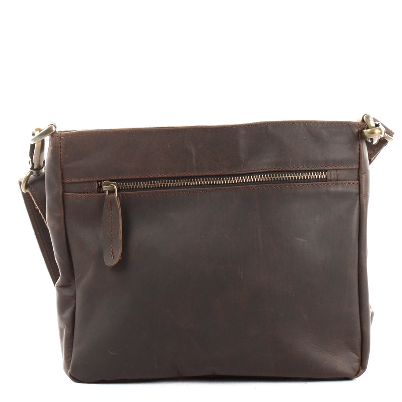 Leconi Umhängetasche Ledertasche Schultertasche Freizeittasche Leder dunkelbraun LE3058 Saisonschlussverkauf