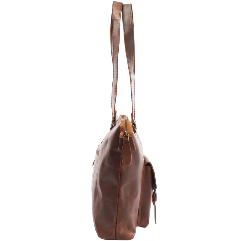 Leconi Schultertasche Damentasche Handtasche Leder braun LE0052 Black Friday
