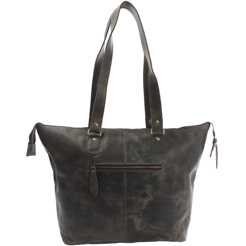 Leconi Schultertasche Damentasche Handtasche Leder grau LE0052 Cyber Monday