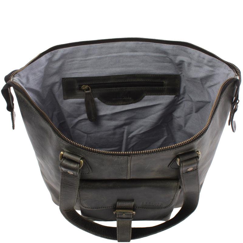 Leconi Schultertasche Damentasche Handtasche Leder grau LE0052 Cyber Monday
