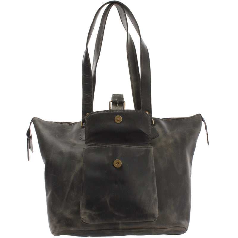 Leconi Schultertasche Damentasche Handtasche Leder grau LE0052 Cyber Monday