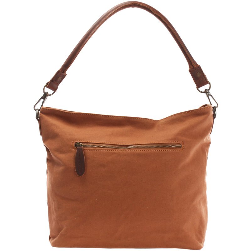 Leconi Schultertasche Umhängetasche Ledertasche Canvas Leder cognac LE0039 Vatertagsangebot