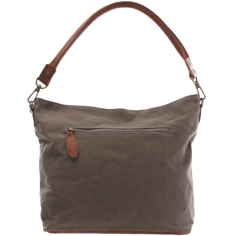 Leconi Schultertasche Umhängetasche Ledertasche Canvas Leder grau LE0039 Valentinstagsangebot