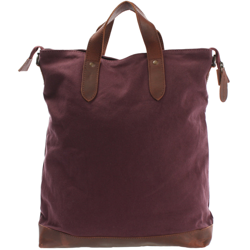 Leconi Shopper Henkeltasche Damen Canvas Leder bordeaux LE0037 Jubiläumsangebot