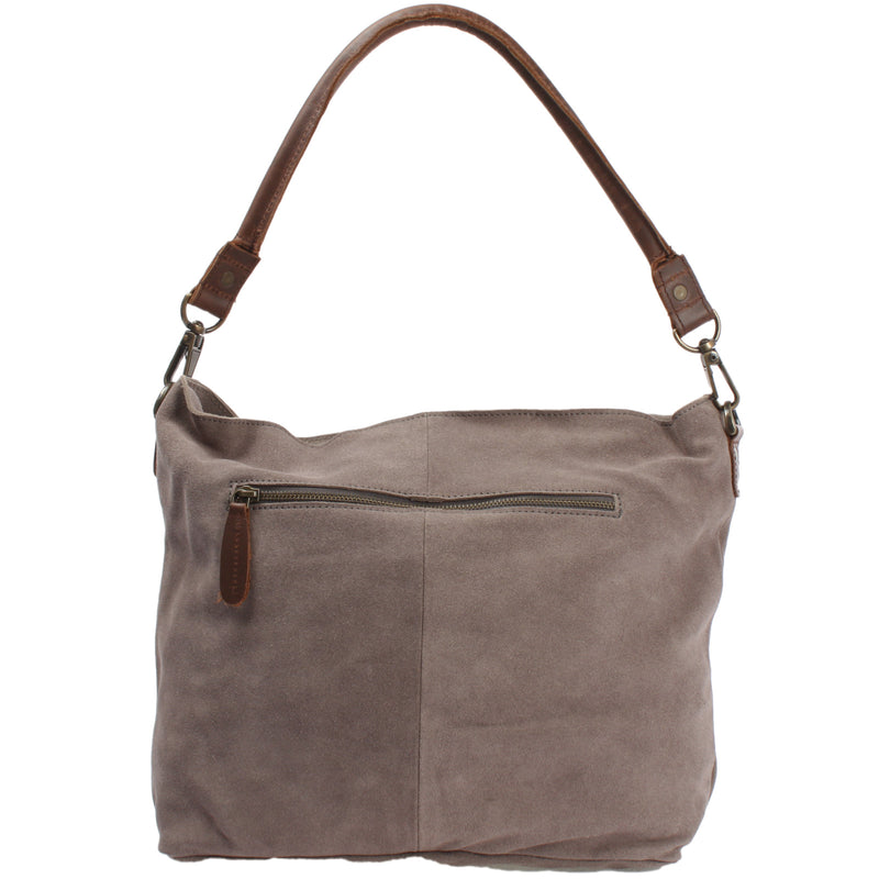 Leconi Schultertasche Umhängetasche Ledertasche Veloursleder grau LE0039 Heißer Verkauf