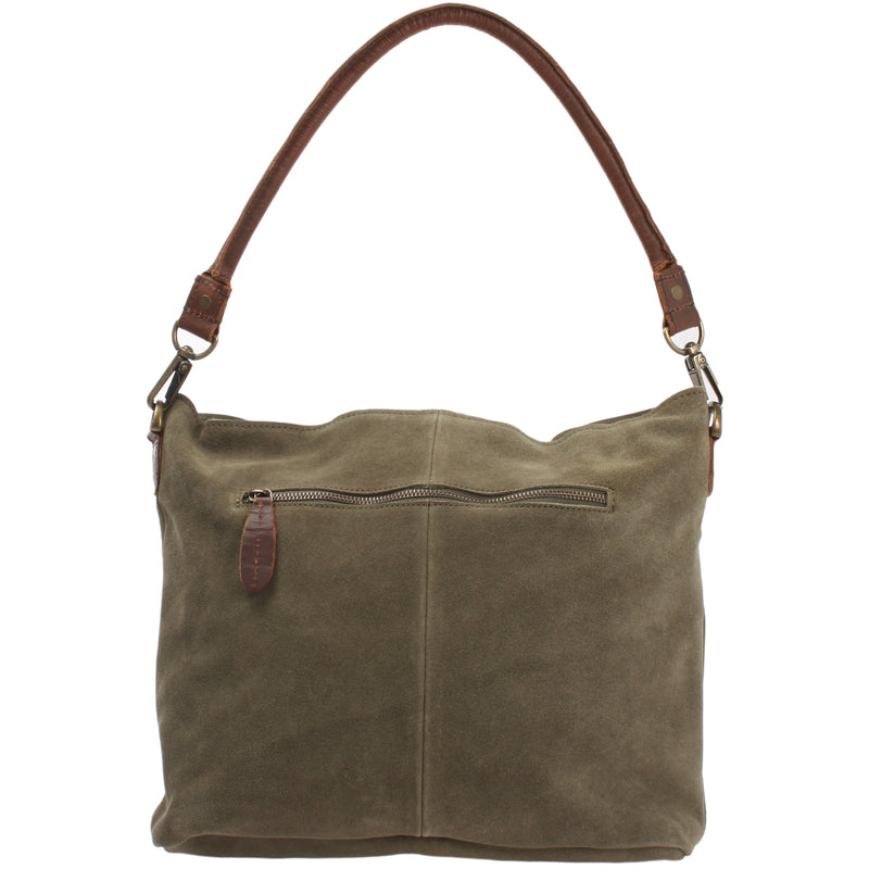 Leconi Schultertasche Umhängetasche Ledertasche Veloursleder grün LE0039 Top Angebot