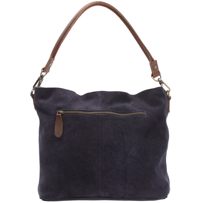 Leconi Schultertasche Umhängetasche Ledertasche Veloursleder navy LE0039 Neueste Mode