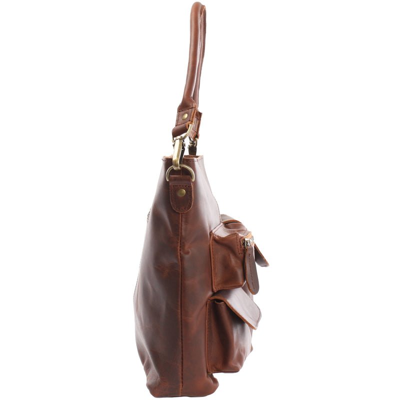 Leconi Schultertasche Umhängetasche Ledertasche Leder braun LE0039 Online Outlet