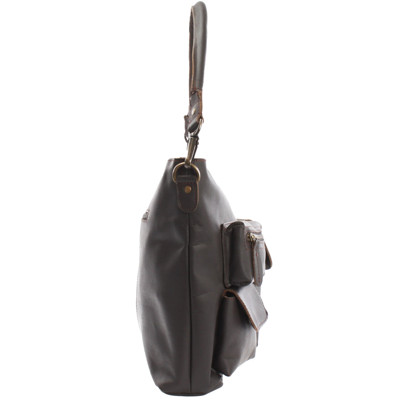 Leconi Schultertasche Umhängetasche Ledertasche Leder dunkelbraun LE0039 Zeitlich begrenztes Angebot