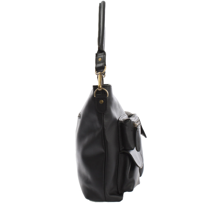 Leconi Schultertasche Umhängetasche Ledertasche Leder schwarz LE0039 Große Rabatte