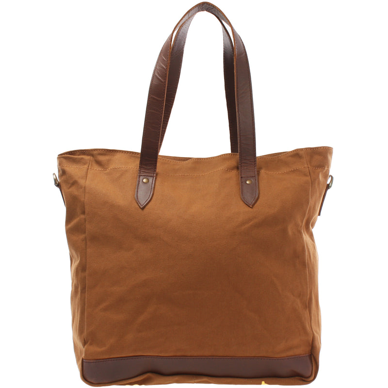 Leconi Shopper Beuteltasche Damentasche Canvas Leder cognac LE0040 Neuheiten