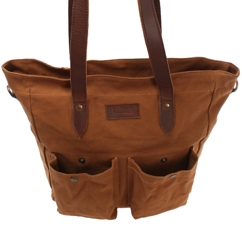 Leconi Shopper Beuteltasche Damentasche Canvas Leder cognac LE0040 Neuheiten