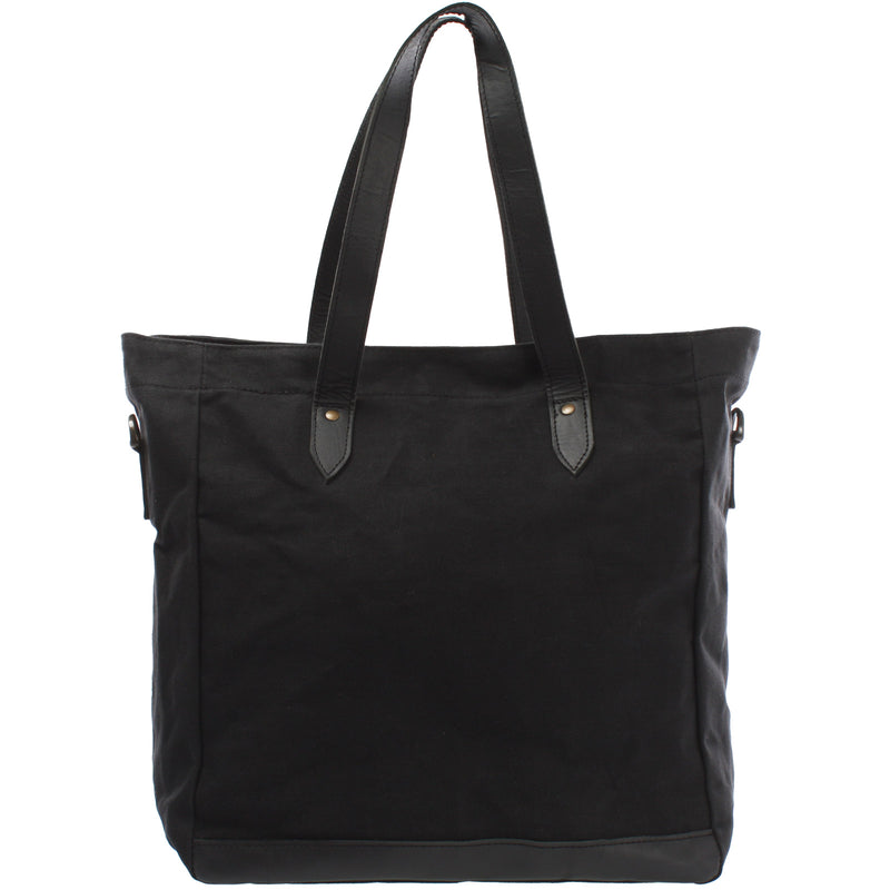 Leconi Shopper Beuteltasche Damentasche Canvas Leder schwarz LE0040 Räumungsverkauf