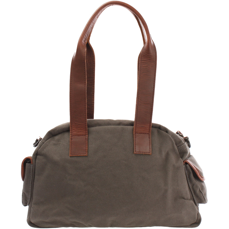 Leconi Schultertasche Damentasche Canvas Leder grau LE0042 Tägliche Deals