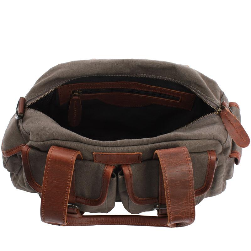 Leconi Schultertasche Damentasche Canvas Leder grau LE0042 Tägliche Deals