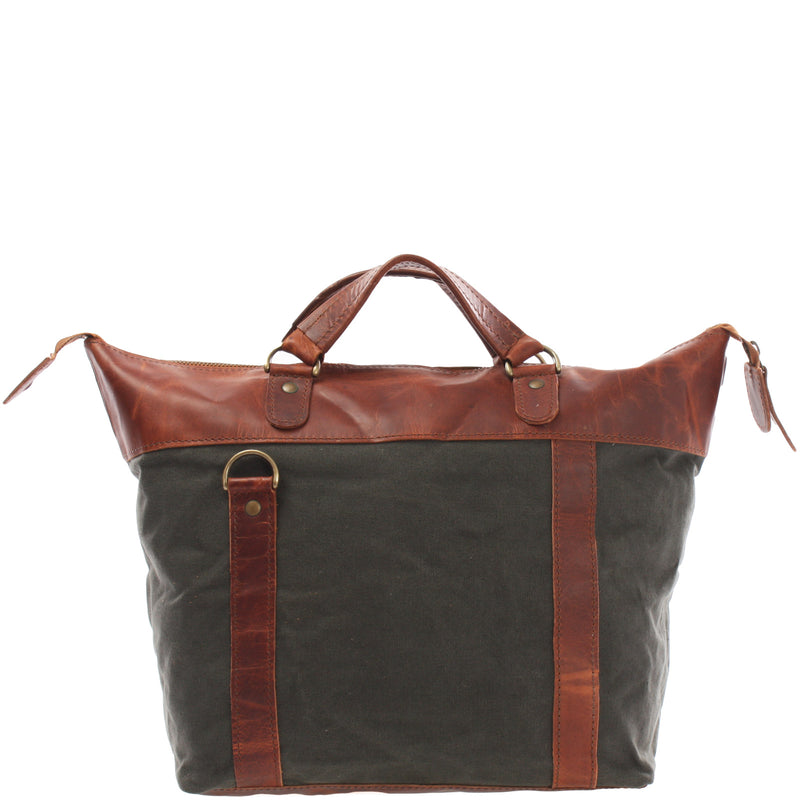Leconi Henkeltasche Damentasche Canvas Leder grün LE0043 Riesige Ersparnisse