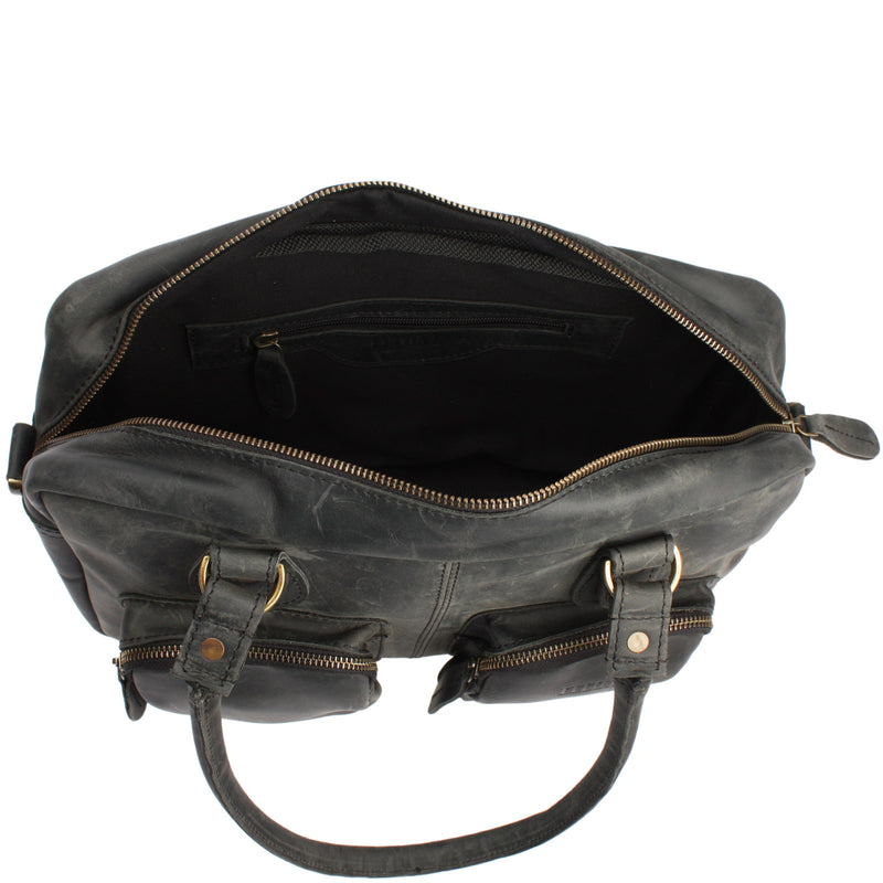 Leconi Schultertasche Handtasche Henkeltasche Damen Leder grau LE0046 Tiefpreis