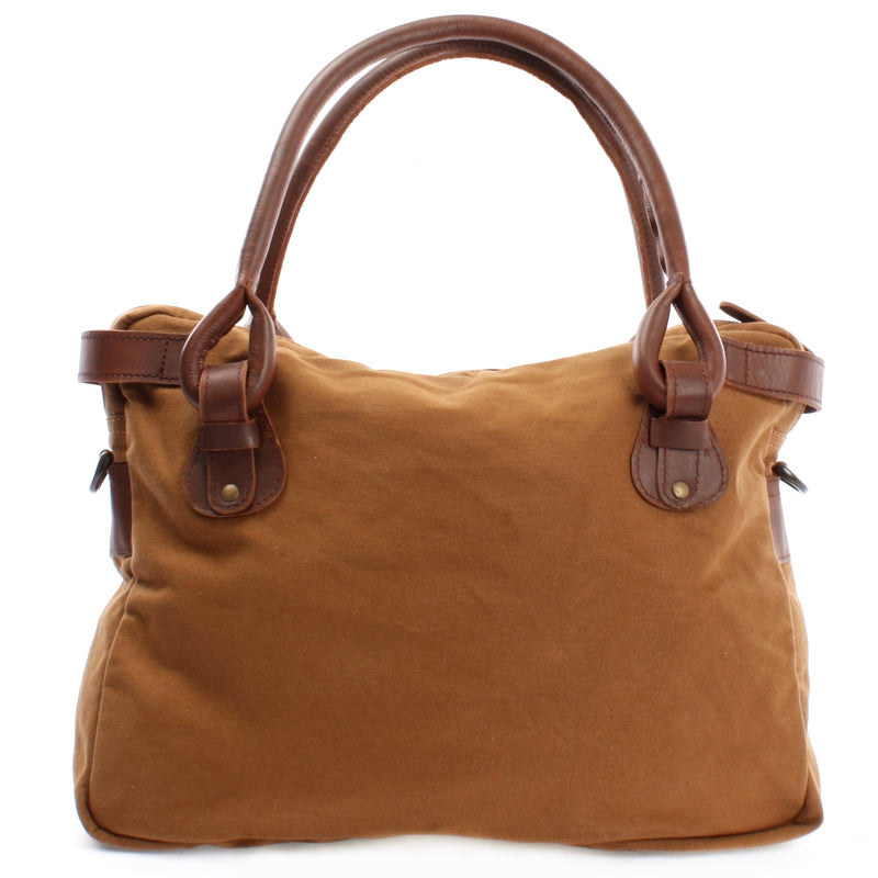 Leconi Schultertasche Henkeltasche Damentasche Handtasche Leder Canvas cognac LE0050 JETZT KAUFEN