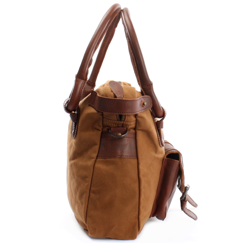 Leconi Schultertasche Henkeltasche Damentasche Handtasche Leder Canvas cognac LE0050 JETZT KAUFEN