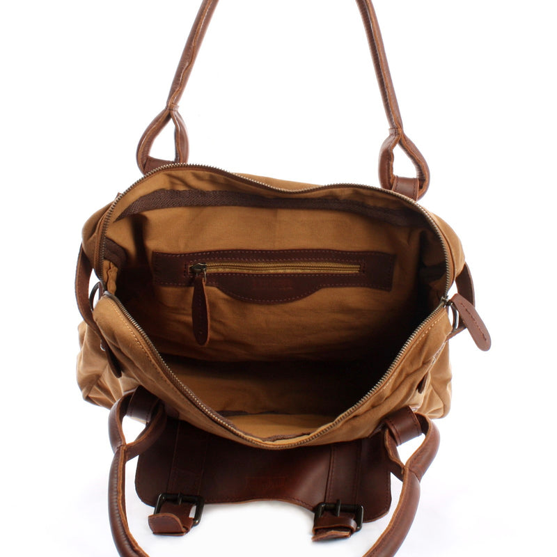 Leconi Schultertasche Henkeltasche Damentasche Handtasche Leder Canvas cognac LE0050 JETZT KAUFEN